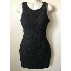 Hailey Logan Black Shimmer Mesh Cutout Sleeveless Textured Women's Dress Size S